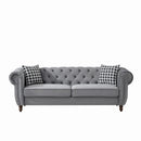 Chesterfield Upholstery Fabric Sofa With Roll Armrest & Nailhead by HouseOfZazla