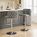 Swivel Barstools Adjusatble Seat Height With Chrome Base, Modern PU Upholstered Bar Stools with the whole Back Tufted, for Home Pub and Kitchen Island,Gray, Set of 2
