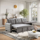 Reversible Sectional Storage Sleeper Sofa Bed, L-Shape 2 Seat Sectional Chaise With Storage, Skin-Feeling Fabric by HouseOfZazla