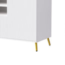 4-Piece Entertainment Wall Unit with 13 shelves,8 Drawers and 2 Cabinets, Multifunctional TV Stand Media Storage Cabinet with Fluted Line Surface for Living Room, for TVs Up to 70"