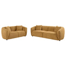 Aleisha 2-piece Chenille Upholstered Sofa Set Mustard Yellow