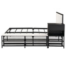 Platform Bed With 2 Tier Storage Shelves, Storage Cabinet