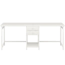 2 Person Computer Desk With Drawers And Shelves, Extra Long Double Workstation by HouseOfZazla