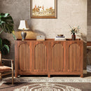 Sideboard Buffet Cabinet With 4 Doors & Shelves, Credenza Table For Dining Room - Brown by HouseOfZazla