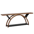 Console Table With 2 Tier Storage And Half Moon Frame For Hallway - Brown / Black
