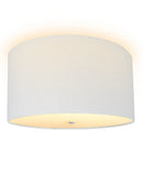 16"W Moderne Flush Mount Conversion Kit White Linen Drum Lampshade by LampsUSA