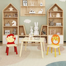 Kids Table And 2 Chairs Set, 3 Pieces Toddler Table And Chair Set, Wooden Activity Play Table Set (Lion&Monkey) - Natural by Unique Piece Furniture