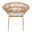 Cyril Outdoor Wicker Papasan Style Dining Chair with Teak Finished Legs - Set of 2
