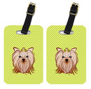 Checkerboard Lime Green Yorkie Yorkishire Terrier Luggage Tag