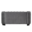 64" Velvet Upholstered Loveseat Sofa, Modern Loveseat Sofa with Thick Removable Seat Cushion, 2-Person Loveseat Sofa Couch for Living Room, Bedroom, or Small Space, Gray