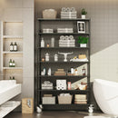 7 Tier Standing Shelf Units, 2800 LBS NSF Height Adjustable Metal Garage Storage Shelves with Wheels, Heavy Duty Storage Rack Metal Shelves - Black - 7T-2800LBS-BLACK