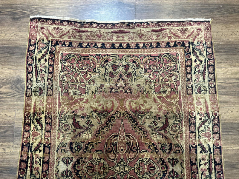 Antique Persian Lavar Rug 3x5, Persian Kerman Rug, Traditional Persian Carpet