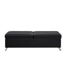 56.7" Bed Bench with Storage Black Leather