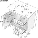 30" Bathroom Vanity with Sink, Bathroom Vanity Cabinet with Two Drawers and Door, Adjustable Shelf, Solid Wood and MDF, Black