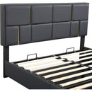 2-Pieces Bedroom Sets,Queen Size Upholstered Platform Bed with Hydraulic Storage System,Storage Ottoman with Metal Legs,Black