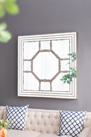 Antique Style Decorative Square Wall Mirror With Mirrored Frame, Wall Decor For Living Room Entryway, Console Lean Against Wall - Silver by HouseOfZazla