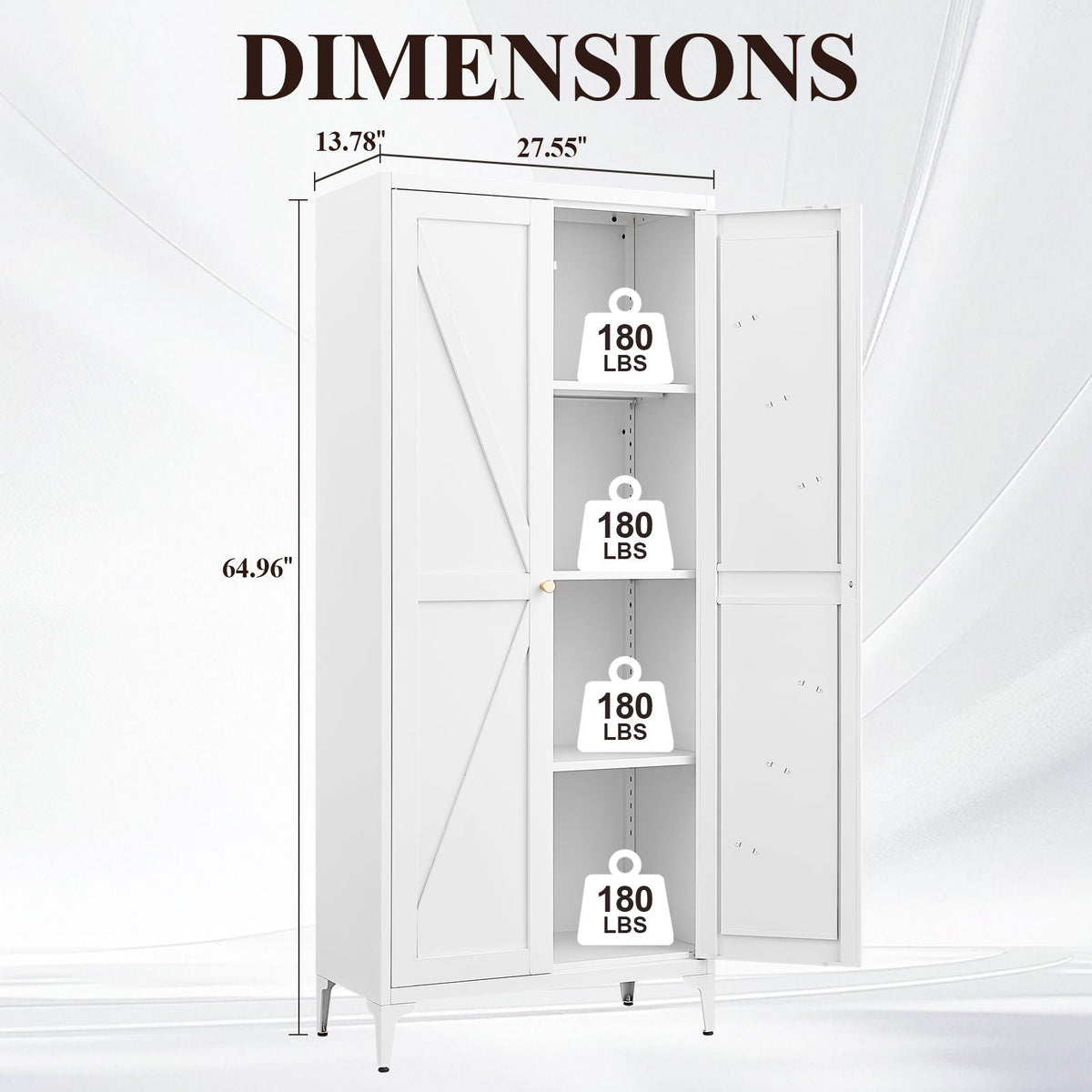 Adjustable 2 Door Kitchen Pantry Cabinet With Striped Design, photo 7 of 8