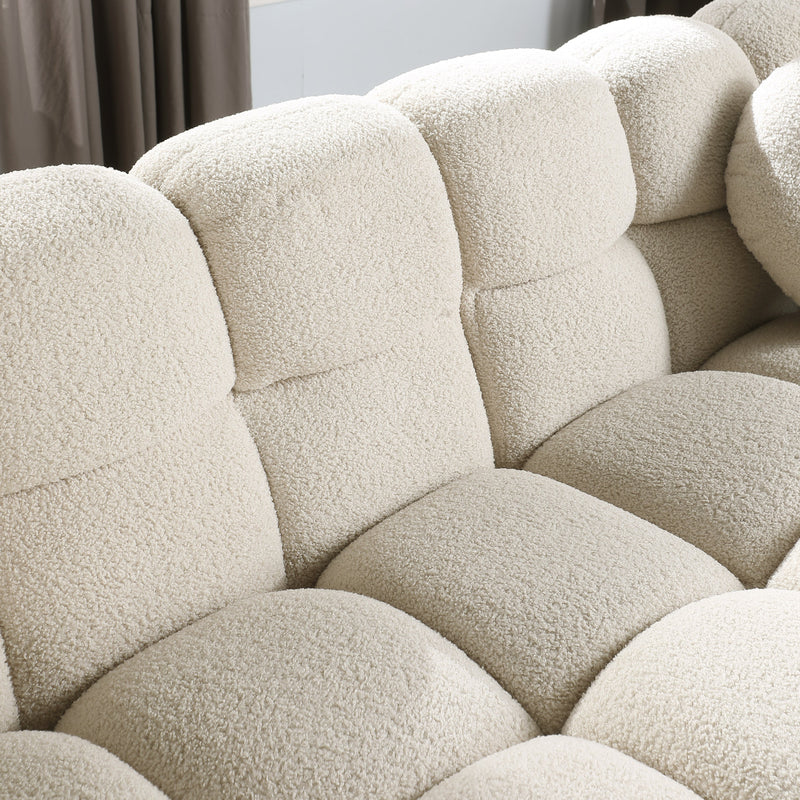 87.4 length, 35.83" deepth, human body structure for USA people, marshmallow sofa,boucle sofa, 3 seater, BEIGE BOUCLE