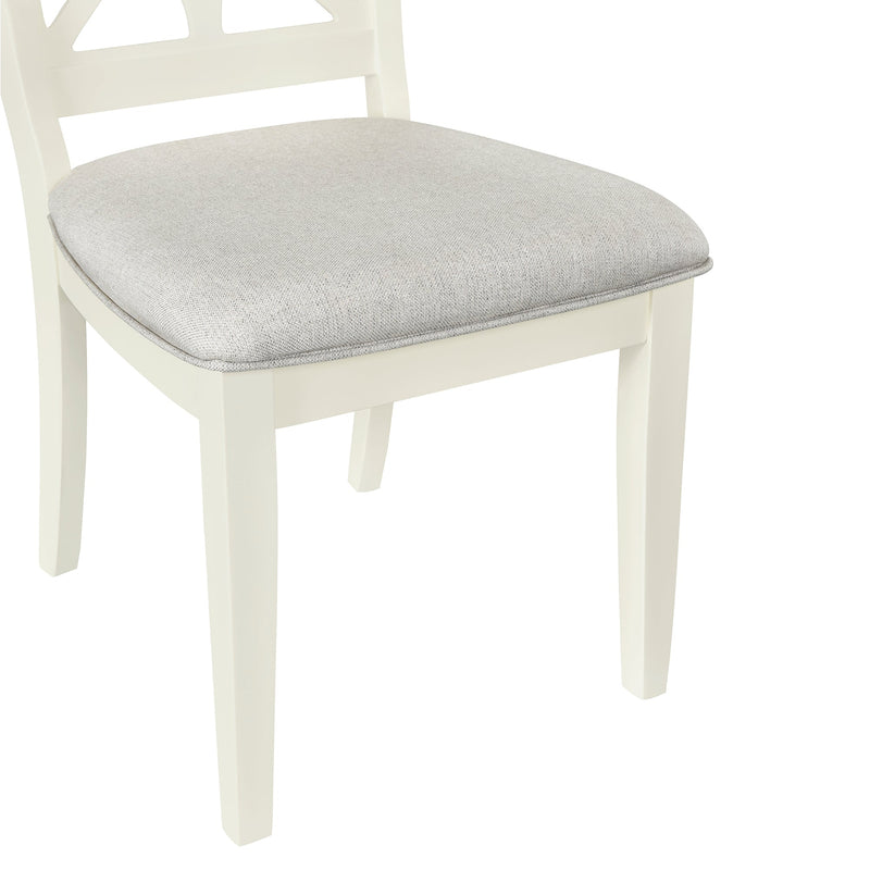 5-Piece 62x35.2inch Extendable Rubber Wood Dining Table Set with X-shape Legs,Console Table with Two 8.8Inch-Wide Flip Lids and Upholstered Dining Chairs, Beige