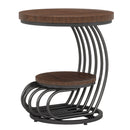 Round Vintage End Table With 2 Tier Storage by HouseOfZazla