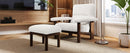 Modern Accent Chair With Ottoman, Mid Century Lounge Chair With Footrest, Comfy Fabric Armchair Upholstered Set With Solid Wood Frame For Living Room - White