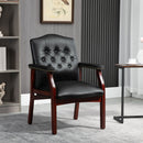 Leather Reception Guest Chairs With Padded Seat And Arms Ergonomic Mid-Back Office Executive Side Chair For Meeting Waiting Room Conference Office Guest Chairs - Black by HouseOfZazla