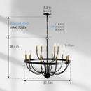 15-Light Industrial Iron Candle Chandelier Modern Farmhouse Pendant Light