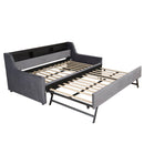 Twin Size Daybed With Trundle With LED Light ? Charging Station - Dark Gray by HouseOfZazla