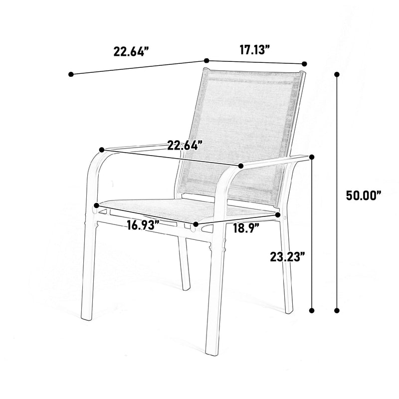 7 Pieces Patio Dining Set,  Outdoor Furniture Table and 6 Textilene Chairs, Outdoor Furniture with Rectangular Table and 6 Stackable Chairs Family Conversation Set for Garden Backyard Deck-Brown