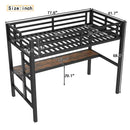 Metal Twin Size Loft Bed with Power Outlet and LED Lighted