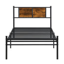 ModerMetal Bedframe With Wood Panel Headboard by Unique Piece Furniture