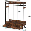 Freestanding Closet Organizer With 4 Drawers, 8 Hooks, Shelves, And Hanging Rod - Brown / Black by HouseOfZazla