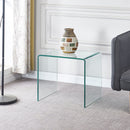 Tempered Bent Glass Sidetable, Transparent End Table, Sofa Table, Premium Glass, Multi Purpose Design - Transparent by HouseOfZazla
