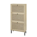 Modern Rattan 3 Door Shoe Rack Cabinet For Entryway by Unique Piece Furniture
