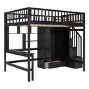 Loft Bed With Bookshelf, Drawers, Desk, And Wardrobe
