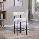 Modern Sherpa Counter Height Stools, Uphsoltered Seat Height Barstools With Brushed Brass Metal Legs Round Low Back Kitchen Stools With Footrest For Dining Room (Set of 2) by HouseOfZazla