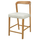 Solid Rubber Wood Counter Stools (Natural Oak + Beige) Set of 2 by HouseOfZazla
