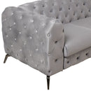 85.5" Velvet Upholstered Sofa with Sturdy Metal Legs, Modern Sofa Couch with Button Tufted Back, 3 Seater Sofa Couch for Living Room, Apartment, Home Office, Gray