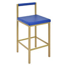 7-Piece Multi-Functional Modern Counter Height Dining Bar Table Set with Open Shelves and 6 Upholstered Stools for Dining Room, Bar and Cafe (White and Blue)