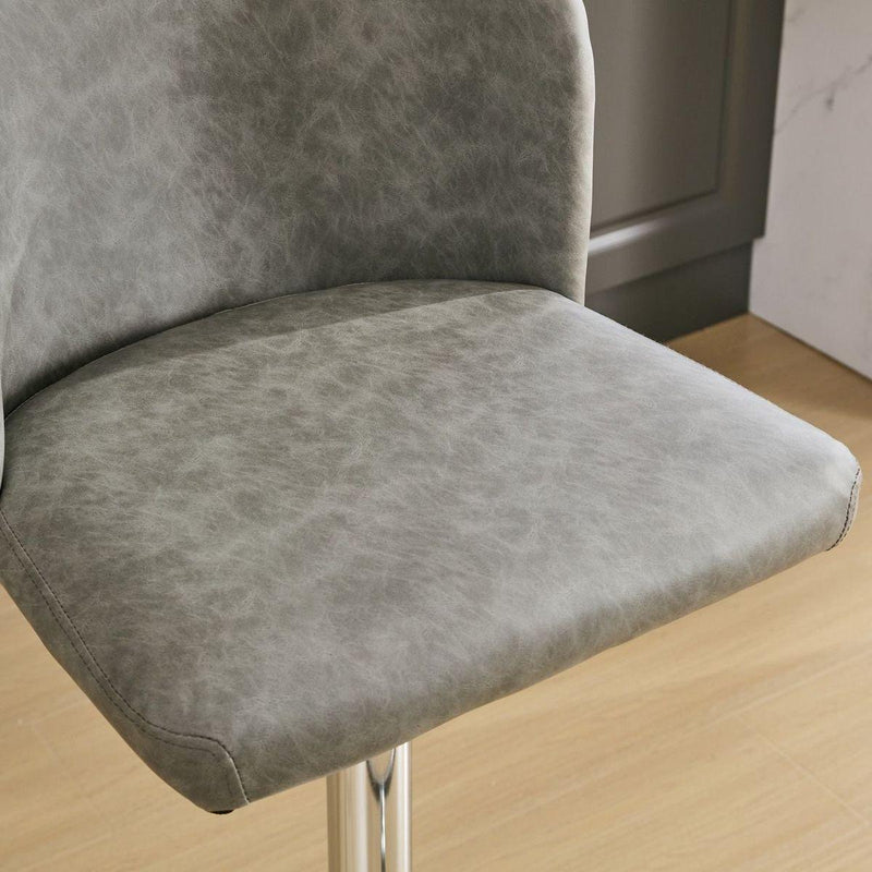 Swivel Barstools Adjusatble Seat Height With Chrome Base, Modern PU Upholstered Bar Stools with the whole Back Tufted, for Home Pub and Kitchen Island,Gray, Set of 2