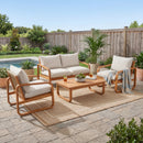4-Piece Acacia Wood Outdoor Patio Furniture Set with Thick Cushions by HouseOfZazla