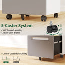 2-Drawer Mobile File Cabinet With Lock,On 360° Wheels, Holds A4/Letter/Legal Files - White by HouseOfZazla