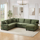 Upholstered U-Shaped Sectional Sofa With Movable Ottoman And Side Storage Pockets by Unique Piece Furniture