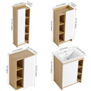 4 Piece Bathroom Vanity Set With Sink, Vanity Combo With Storage Cabinets - Black / Light Oak / White by HouseOfZazla