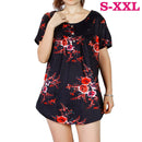 Women Summer Shirts Tops Loose Short Sleeve T Shirts Casual Floral Printed Button Shirts Blouse S-XXL