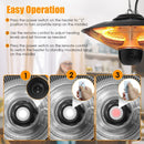 1500W Electric Hanging Patio Heater with 3 Heat Levels & Timer