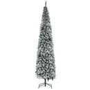 HOMCOM 9' Tall Unlit Snow-Flocked Slim Artificial Christmas Tree
