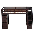 Loft Bed With Storage Drawers And Stairs With Shelves