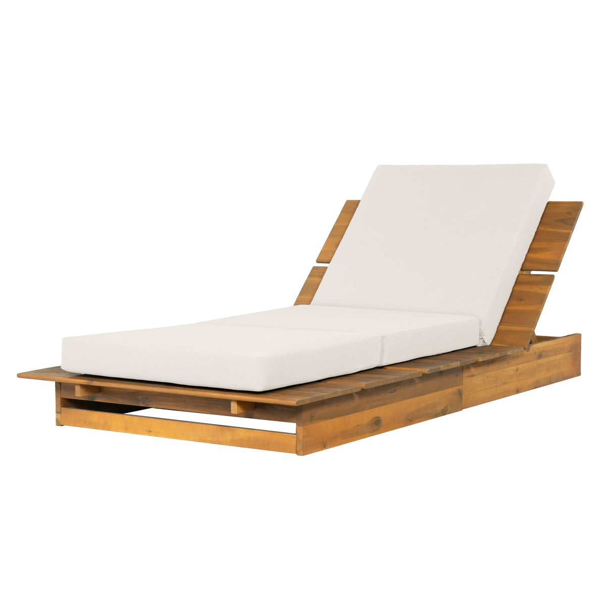 Acacia Wood Chaise Lounge with 4" Thick 3-Fold, photo 9 of 10