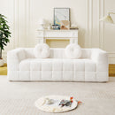 Boneless 3 Seater Sofa With Circular Throw Pillows - Beige by HouseOfZazla